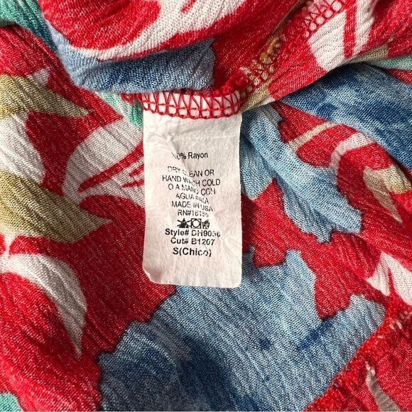 Audrey 3+1 Red & Blue Floral Print Tunic Length Tank Top - Picture 7 of 7